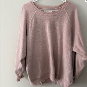 The Great. College Sherpa sweatshirt pink